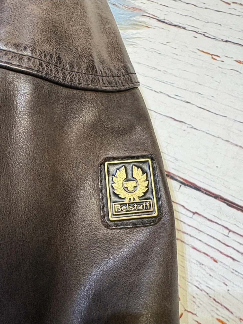 Belstaff Brown Leather Belted Military Field Motorcycle Jacket sz XL